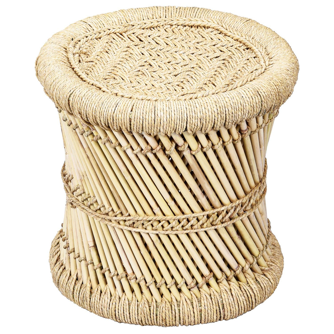 Marrakesch Hocker Beistelltisch aus Bambus Benita ø 36 cm | Ideal im Garten Terrasse und Balkon Beis