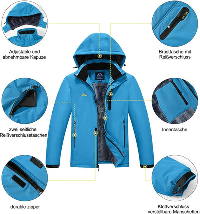 YSENTO Herren Winterjacke Wasserdichte Warme Fleece Gefüttert Outdoor Softshelljacke Atmungsaktiv Sk