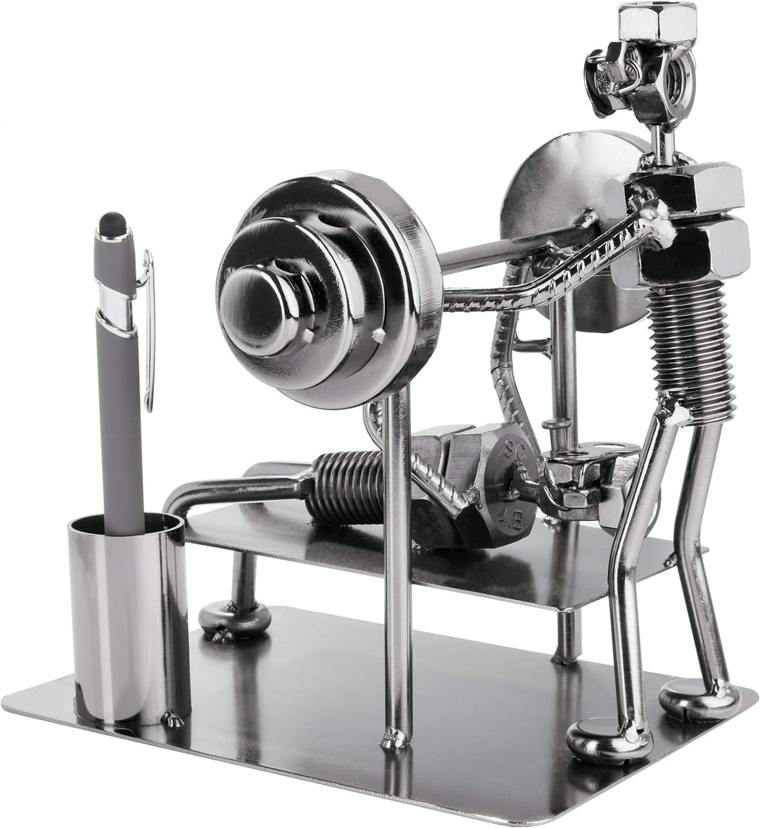 BRUBAKER Schraubenmännchen Bodybuilder Bankdrücken - Handarbeit Eisenfigur Metallmännchen - Metallfi
