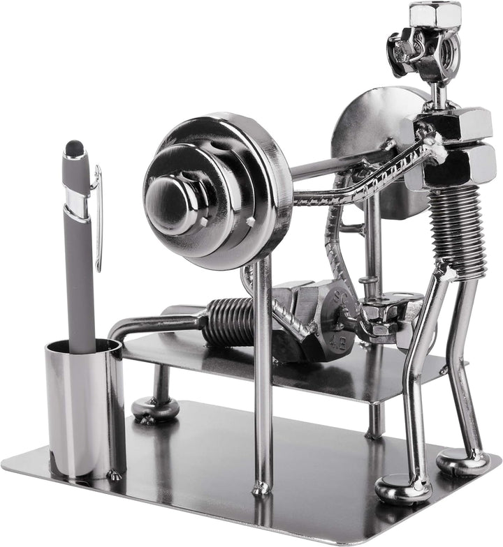 BRUBAKER Schraubenmännchen Bodybuilder Bankdrücken - Handarbeit Eisenfigur Metallmännchen - Metallfi