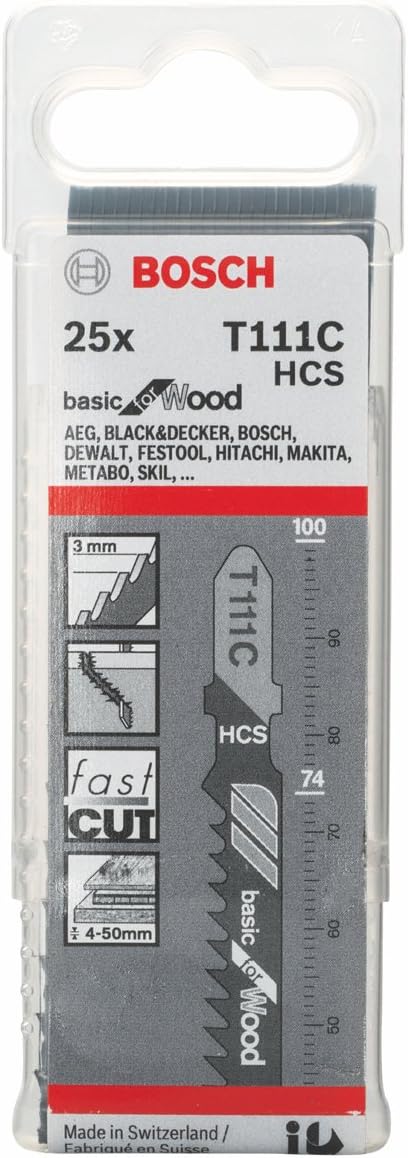 Bosch 25x Stichsägeblatt T 111 C (für weiches Holz, gerader Schnitt, Professional Zubehör Stichsäge)