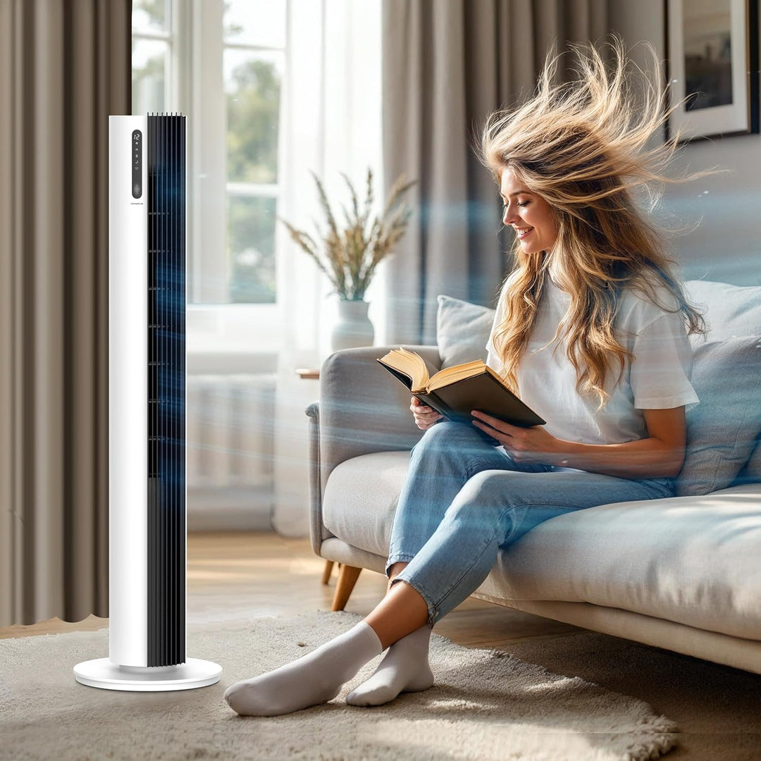 Turmventilator 110 cm PURE Plasma Ionisierung WiFi Tuya Smart Life, Energiesparender 30W DC-Motor, 1
