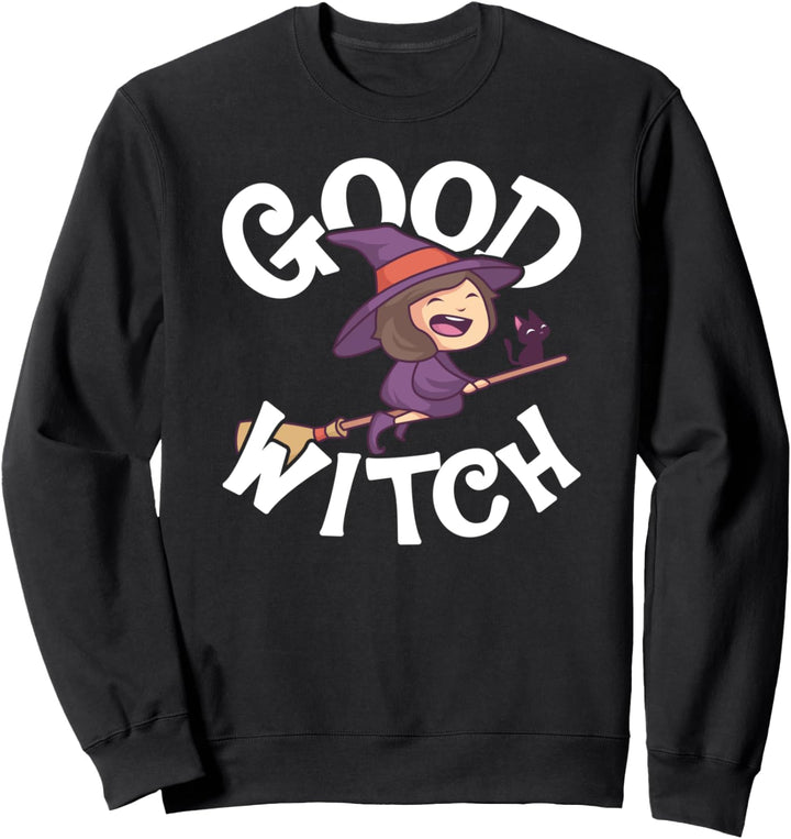 Good Witch Costume mit einer Katze für Hexen Halloween Sweatshirt