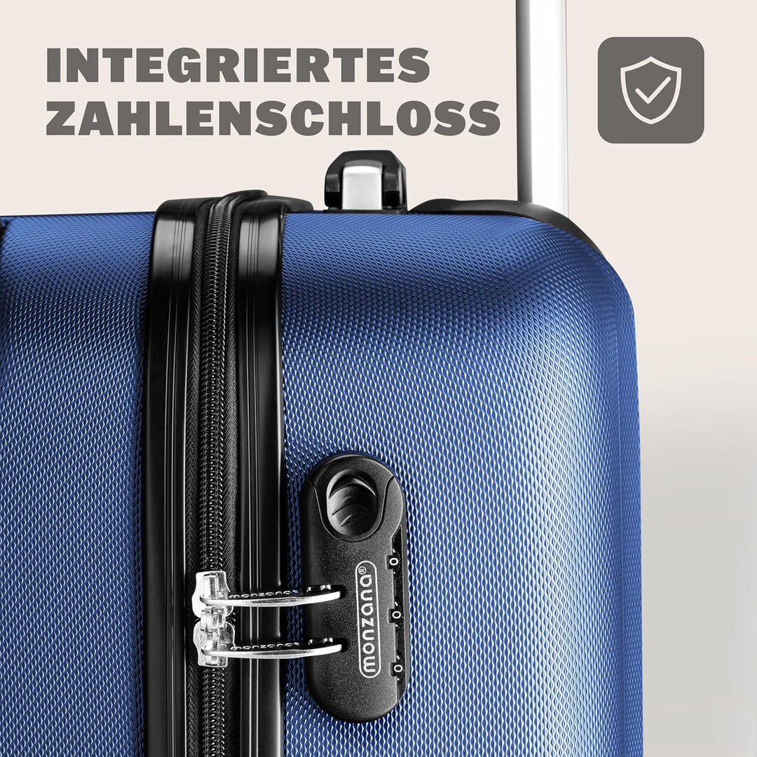 Monzana® Koffer Baseline Handgepäck ABS Hard Case Gehäuse gummierte Rollen Teleskopgriff Zahlenschlo