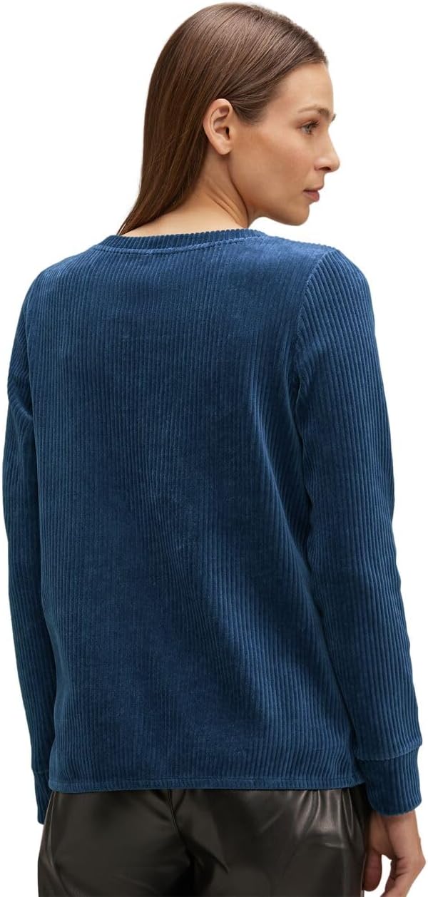 Street One Damen Cord Langarmshirt 42 Atlantic Blue, 42 Atlantic Blue