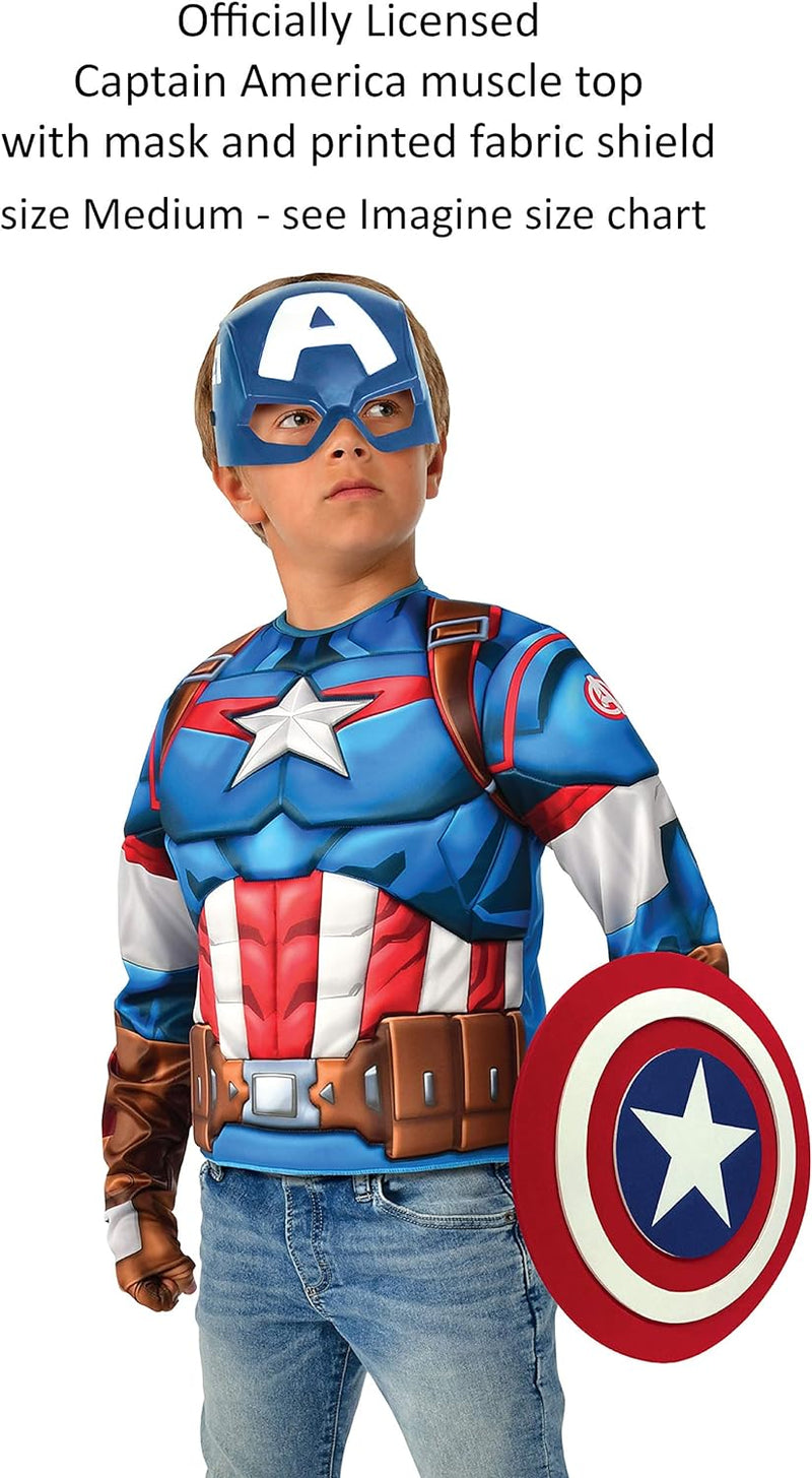 Rubies - Avengers Endgame Captain America Deluxe Costume Top Set Captain Kostüm, einfarbig, wie abge