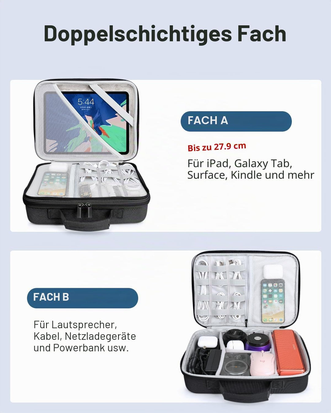 Luxtude Eva Kabeltasche Organizer, Gross Hartschale Elektronik Kabel Organizer Tasche Etui, Reise Ha