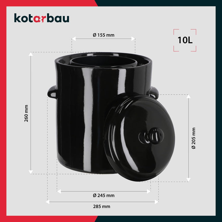 KOTARBAU® Gärtopf Steinzeugtopf Steingut 10 l Kimchi Behälter Rumtopf Tontopf Sauerkrauttopf Tontopf