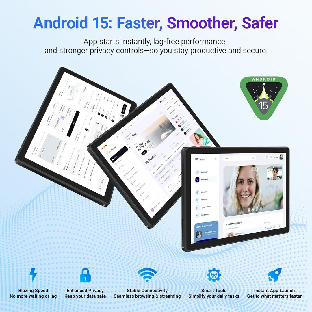 Tablet 10 Zoll Android 15 GMS-Zertifiziert, 30GB RAM + 128GB ROM (2TB TF), Octa-Core, 6200mAh, 1280x