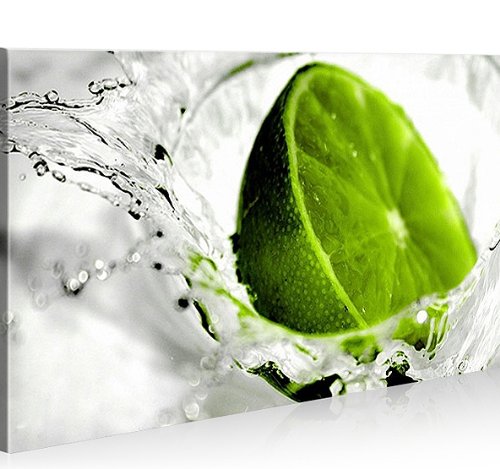 islandburner Bild Bilder auf Leinwand Lime Küche Früchte 1p XXL Poster Leinwandbild Wandbild Dekoart