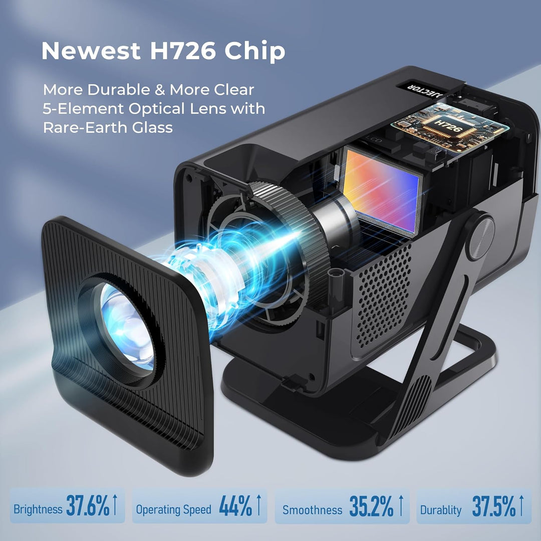 4K 1080P unterstützt Mini Beamer mit Android 11 OS Klein Projektor mit WiFi 6 Bluetooth 5.4, 270° Dr
