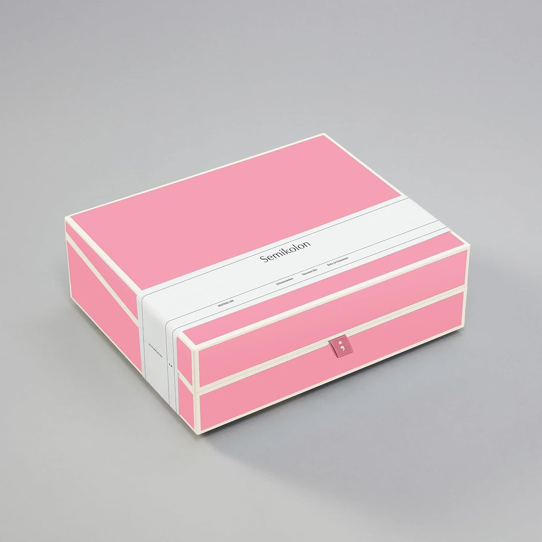 Semikolon 364103 Dokumentenbox – Aufbewahrungs-Box für Dokumente A4 – 31,5 x 26 x 10 cm – flamingo r