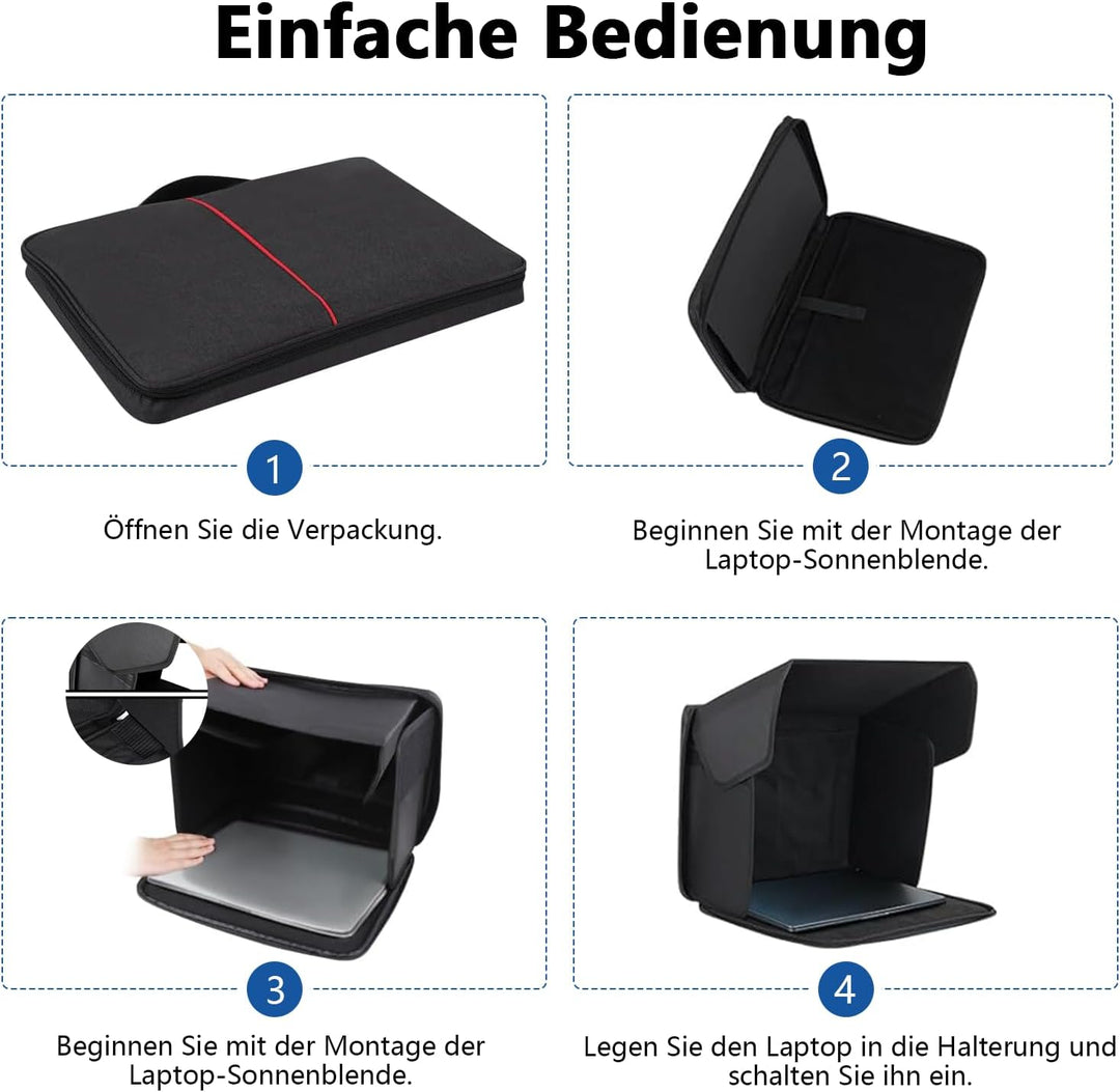 Laptop Sonnenschutz, 2-in-1 Faltbares Laptop Zelt & Tasche, Blendfreier Bildschirmschutz für Laptops
