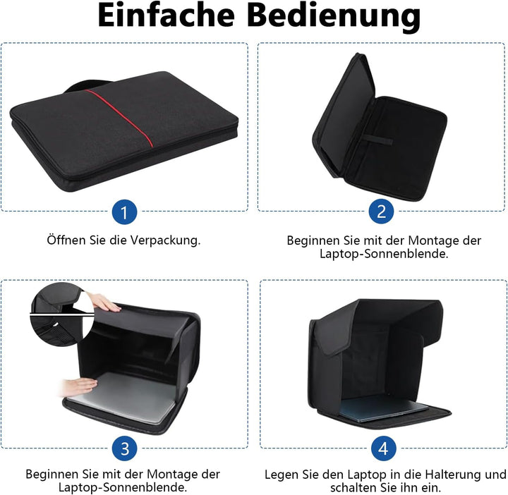 Laptop Sonnenschutz, 2-in-1 Faltbares Laptop Zelt & Tasche, Blendfreier Bildschirmschutz für Laptops