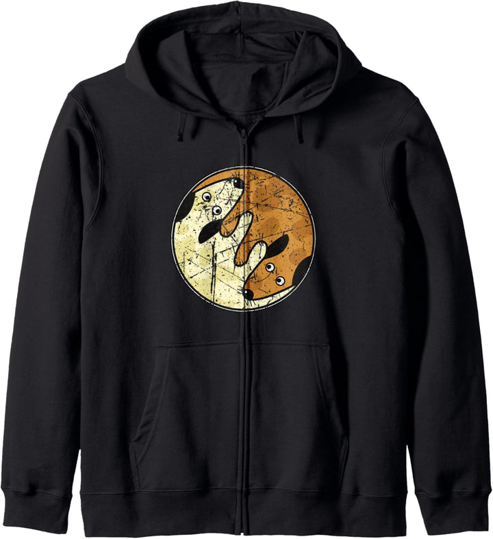 Yin Yang Mediation Yoga Hunde Yinyang Distressed Design Kapuzenjacke