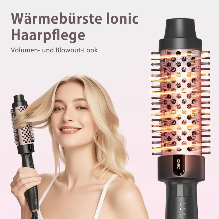 Thermal Brush, Thermobürste Negativ-Ionen, Elektrische Rundbürste mit 5 Temperaturstufen, Stylingbür