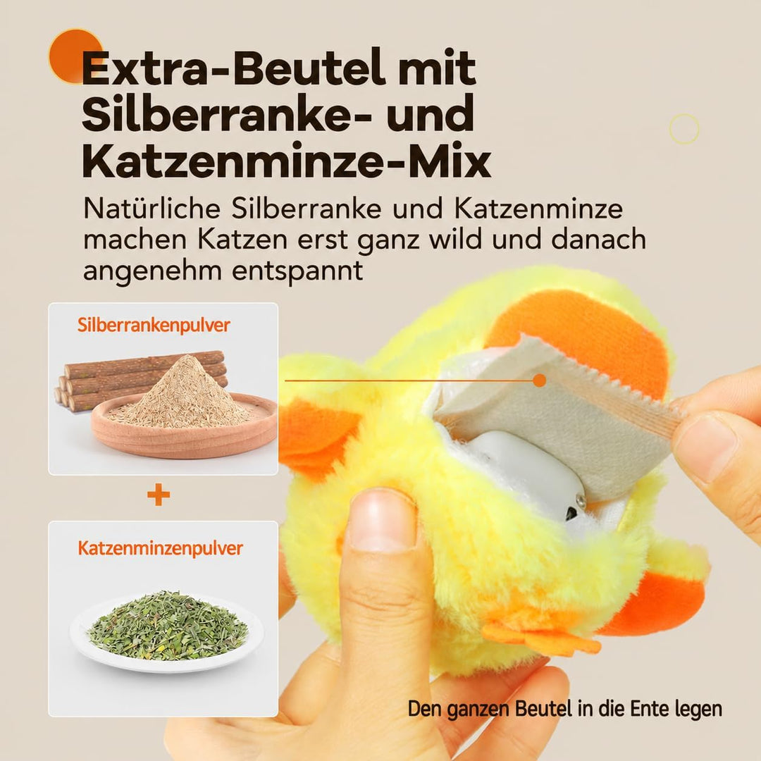 Potaroma Katzenspielzeug Ente, Katzenminze, Elektrisch &amp; Interaktiv, Kitten | Plüsch mit Touch-Senso