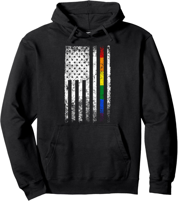 Amerikanische Flagge Regenbogen Schwul Lesbisch Homosexuell Pullover Hoodie