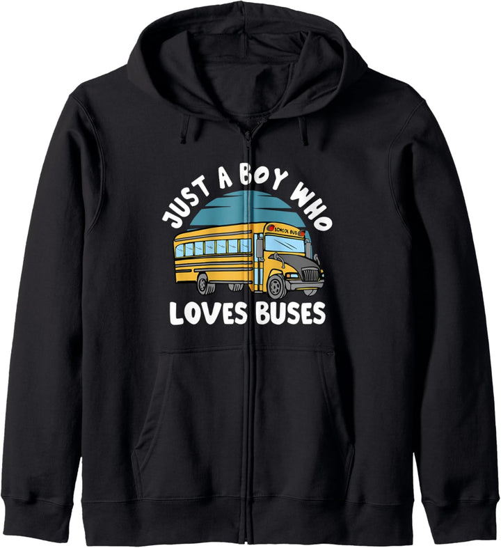 Just A Boy Who Loves Schulbusse, niedlich, für Kinder, Jungen, Bus Kapuzenjacke