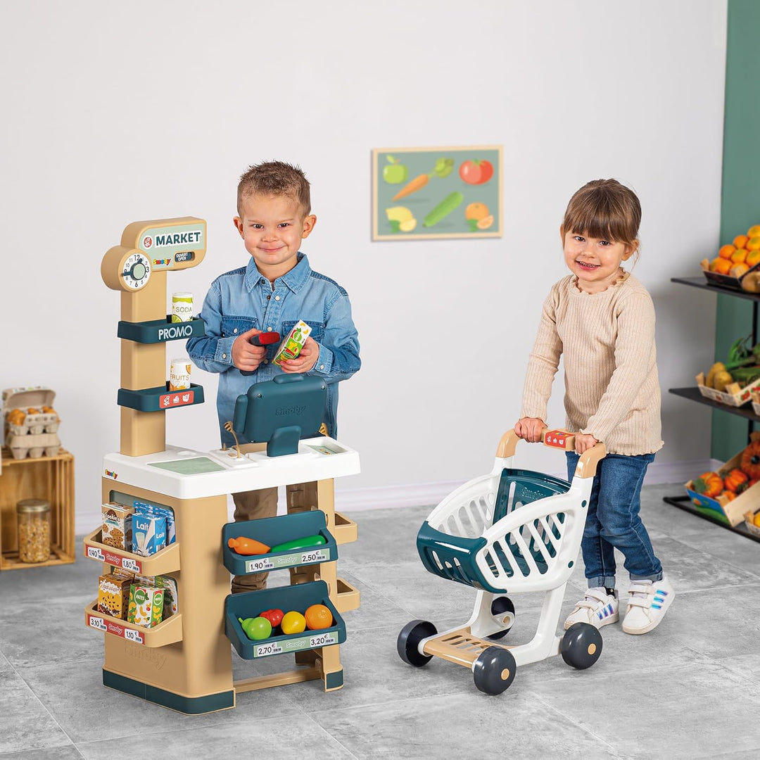 Smoby - Supermarkt mit Einkaufswagen - Spielsupermarkt mit Licht, Sound und Elektronischen Funktione