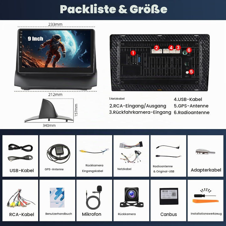 CAMECHO 2+64G Android 13 Autoradio 9 Zoll für Ford Fiesta 2009-2014 mit GPS WiFi FM RDS, Wireless Ca