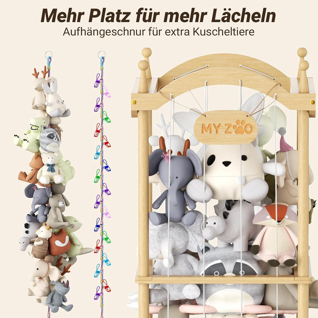 COSYLAND Holz Kuscheltier Aufbewahrung - Stofftier Aufbewahrung -Plüschtier Aufbewahrung für Kinderz
