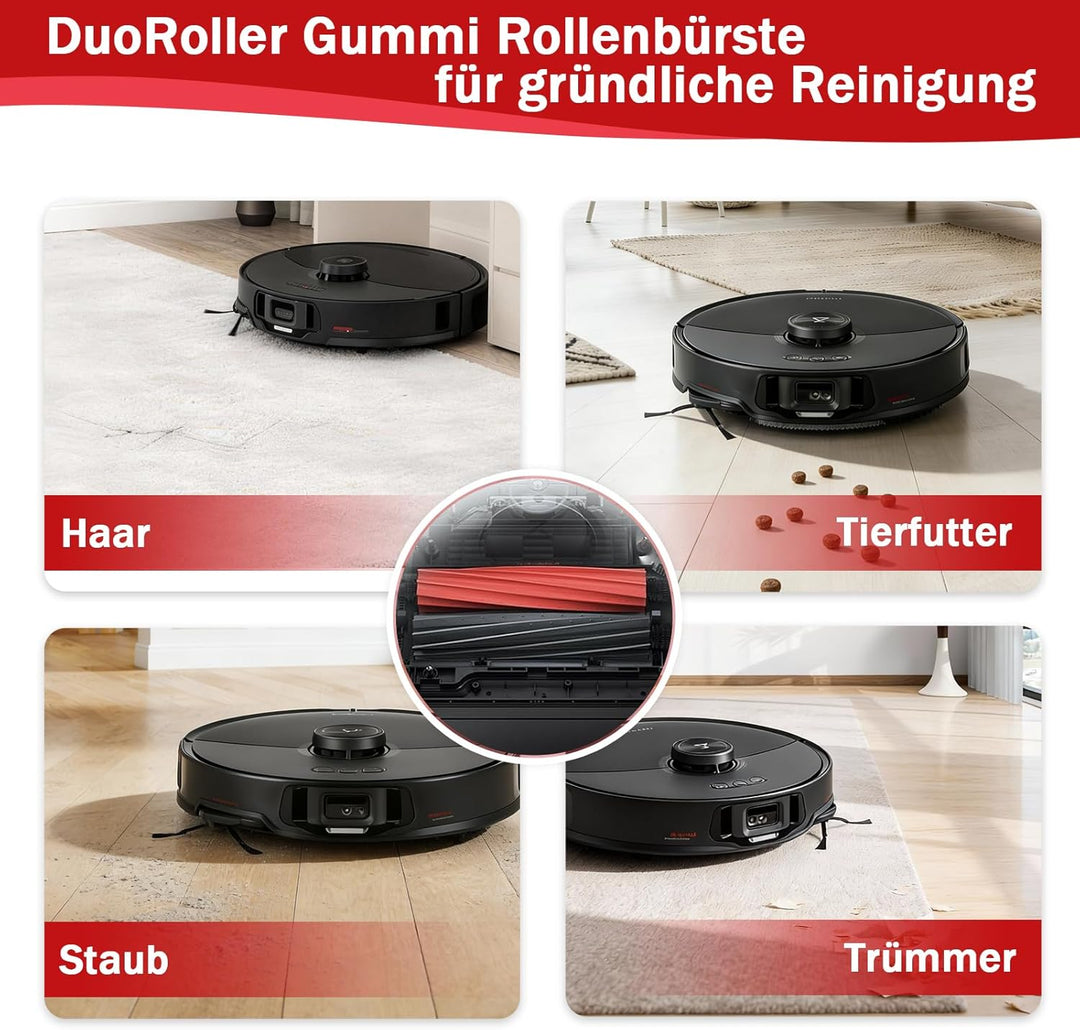 Hauptbürste für Roborock S8 MaxV Ultra/Qrevo Master/Qrevo Slim – DuoRoller Gummi Rollenbürste Ersatz