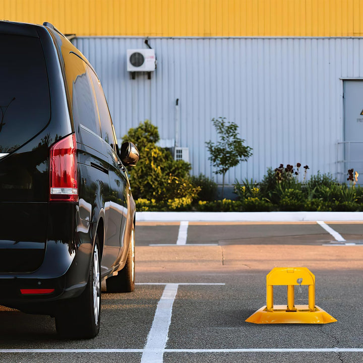 Ikodm 2X Klappbar Parkpfosten, Absperrpfosten mit 6 Schlüssel, Parkplatzsperre mit 8 Dehnschrauben,