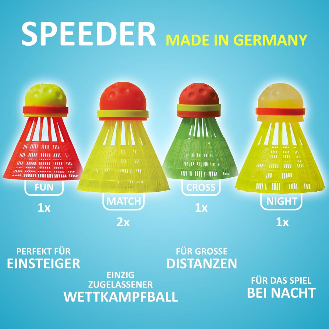 Speedminton® S700 Set – Original Speed Badminton/Crossminton Allround Set inkl. 5 Speeder®, Spielfel