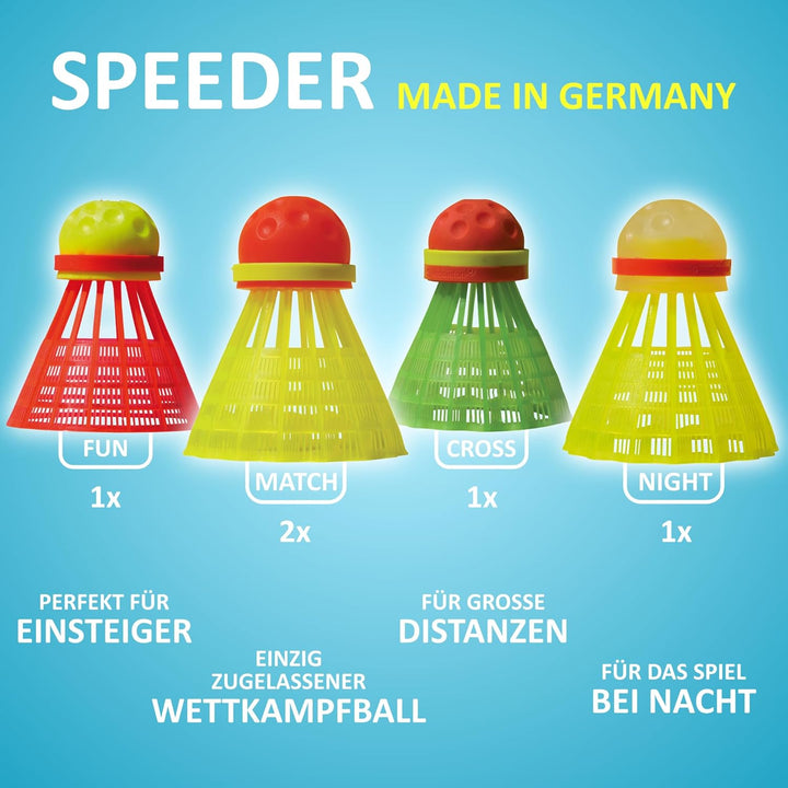 Speedminton® S700 Set – Original Speed Badminton/Crossminton Allround Set inkl. 5 Speeder®, Spielfel