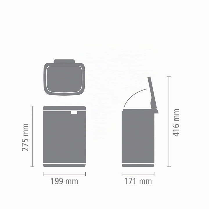 Brabantia Bo Mülleimer 4 l | Kompakter rechteckiger Mülleimer mit Softclose-Deckel, herausnehmbarer