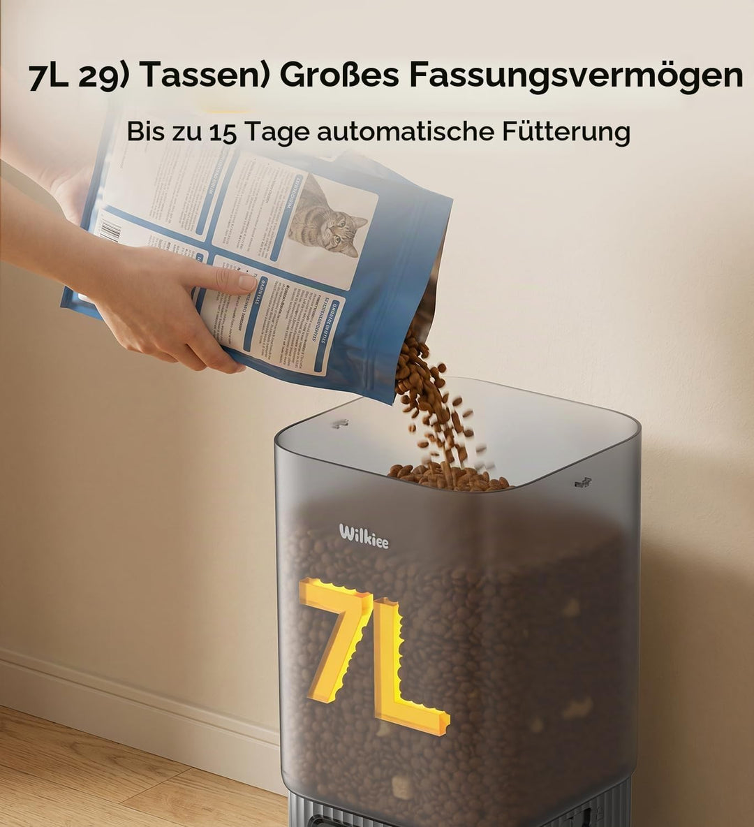 Futterautomat Katze 2 Näpfe 7L mit APP, Automatischer Futterspender | Trockenfutter Automat FüR Katz
