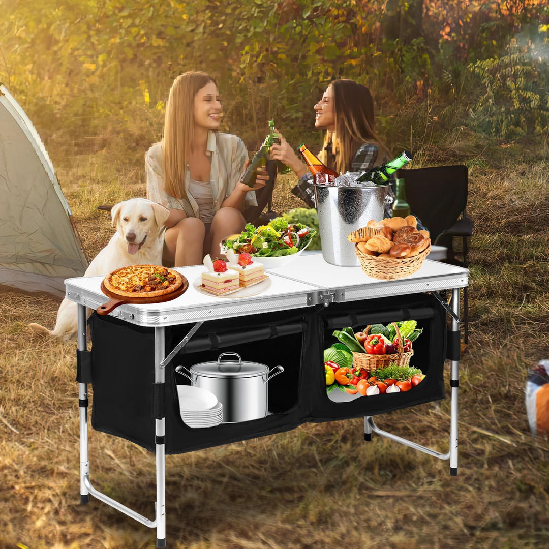 Campingküche Kompakte Outdoor-Küche, Spritzschutz & Staufächer Campingschrank Reiseküche, Ideal für