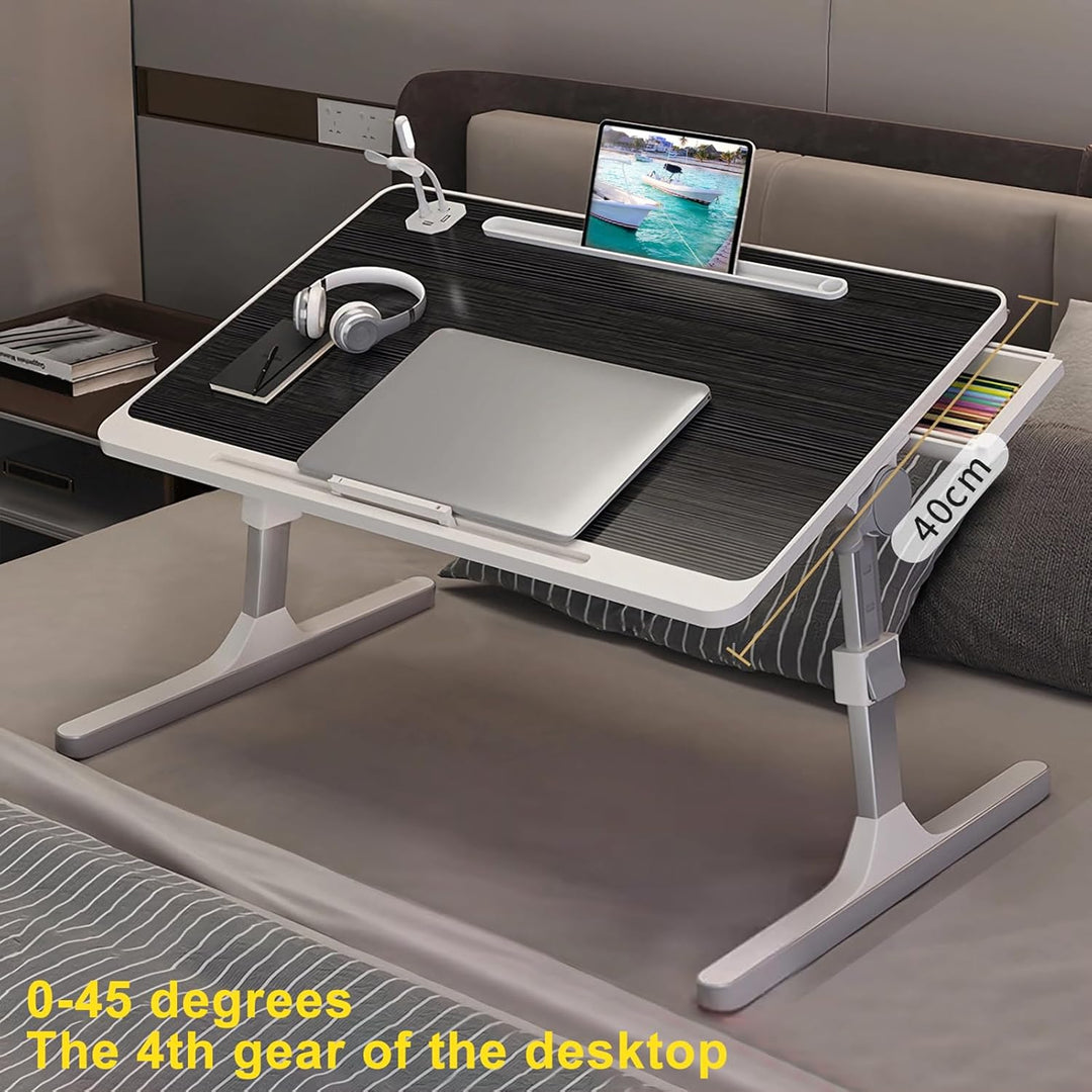 Klappbarer Schossschreibtisch Laptop-Ständer für Bett, faltbarer Laptop-Betttisch mit Tablet-Slot, h