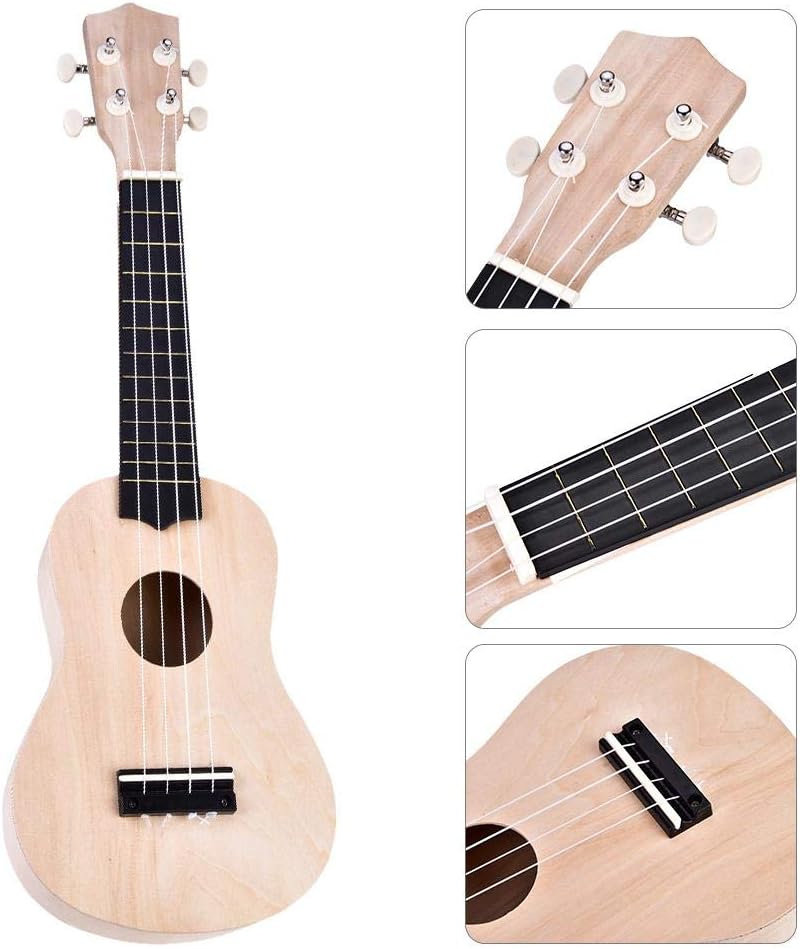 Set Fai da Te Ukulele 21 pollici – Corpo in Legno con Quattro Seil Ukulele Kit Fai da Te Ukulele – R