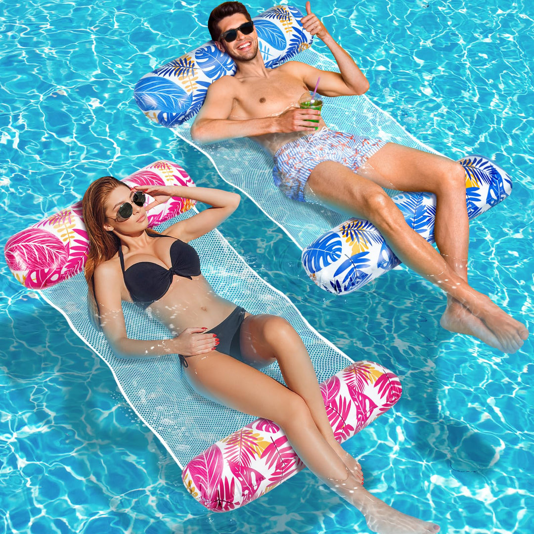 Amteker Luftmatratze Pool XL, 2 Stück Wasserhängematte Erwachsene, 4 in 1 Luftmatratze Wasser Pool Z