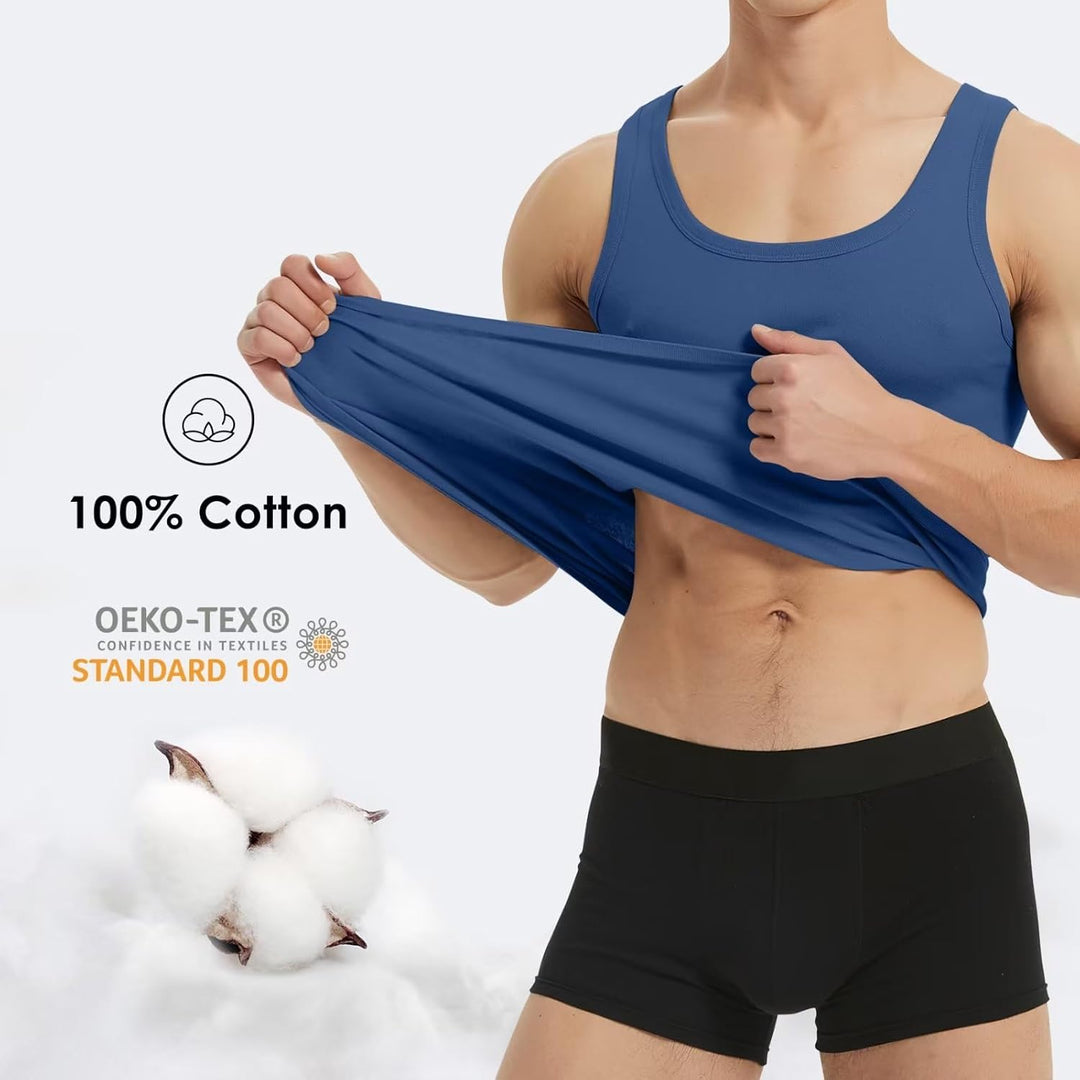 YouShow Unterhemd Herren 3/5er Pack 100% Baumwolle Tank Top Feinripp S 2*schwarz + 2*marine + 1*oliv
