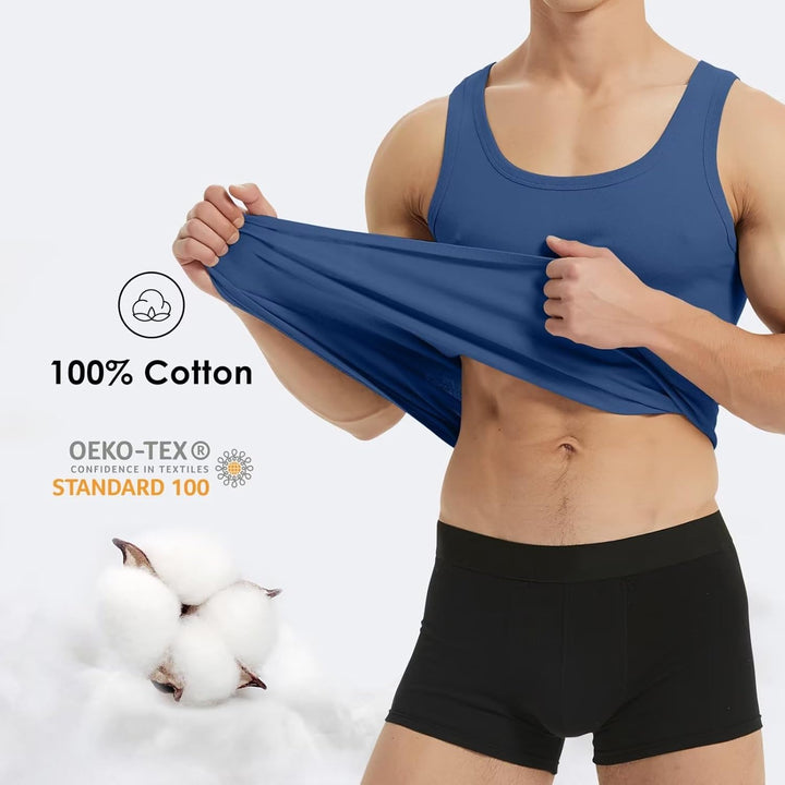 YouShow Unterhemd Herren 3/5er Pack 100% Baumwolle Tank Top Feinripp S 2*schwarz + 2*marine + 1*oliv