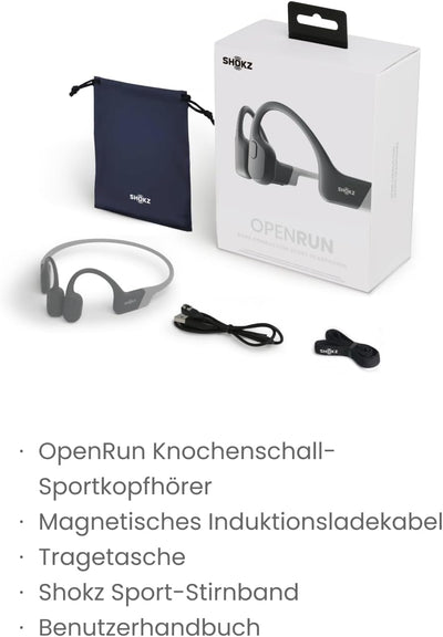SHOKZ OpenRun Knochenschall Kopfhörer, Bone Conduction Bluetooth Kabellos Sport Kopfhörer, Open-Ear