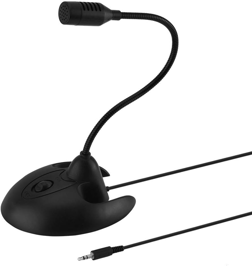 Diyeeni Flexibel Dekstop Mikrofon, Standmikrofon 3,5mm PC-Tischmikrofon Plug & Play Mikrofon für Bür