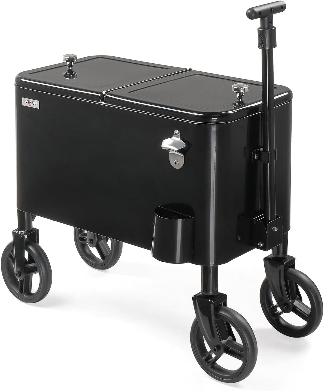 Bonnlo 57L Servierwagen mit Rollen, Getränkekühler – Mobiler Outdoor-Kühlwagen mit langem Griff, Abl