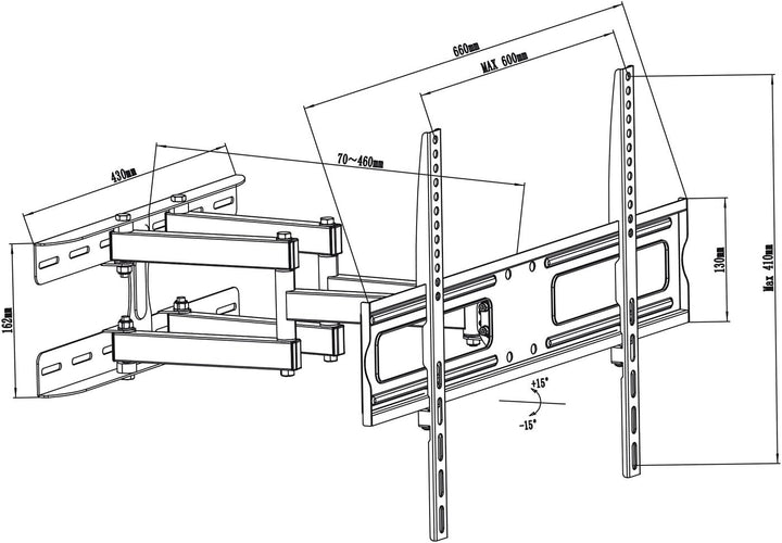 Maclean MC-762 Doppelarm TV Wandhalterung, Fernseher Halterung max. Belastung 30 Kg, Schwenkbar 37-8