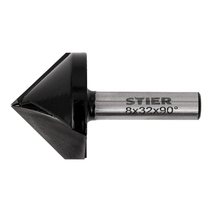 STIER Gipskartonfräser Rigipsfräser, 90° Winkel, D32 mm, 8 mm Schaft für Oberfräsen, 32 mm Durchmess
