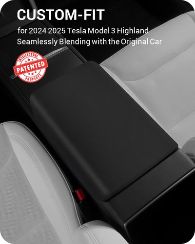 BASENOR Mittelkonsolenabdeckung für den Tesla Model 3 Highland 2024, TPE-Armlehnenabdeckung, rutschf