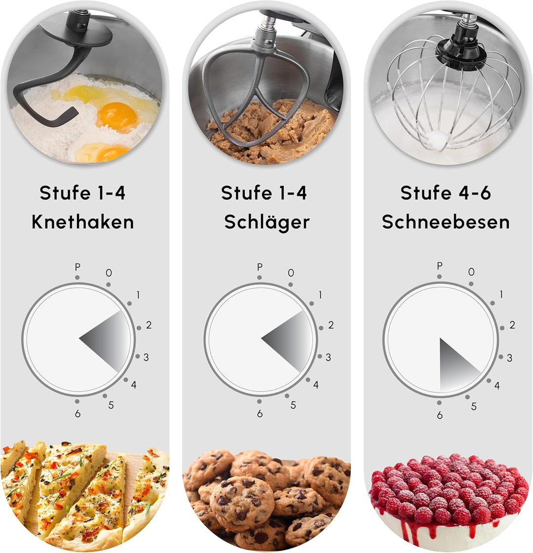 Karaca Mastermaid Chef Pro Double Armed Küche Koch 1500W Soft Cream, Glänzend Cream, 1500W, 5 L Mixe