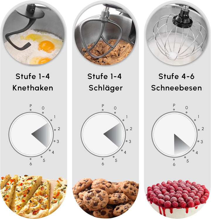 Karaca Mastermaid Chef Pro Double Armed Küche Koch 1500W Soft Cream, Glänzend Cream, 1500W, 5 L Mixe