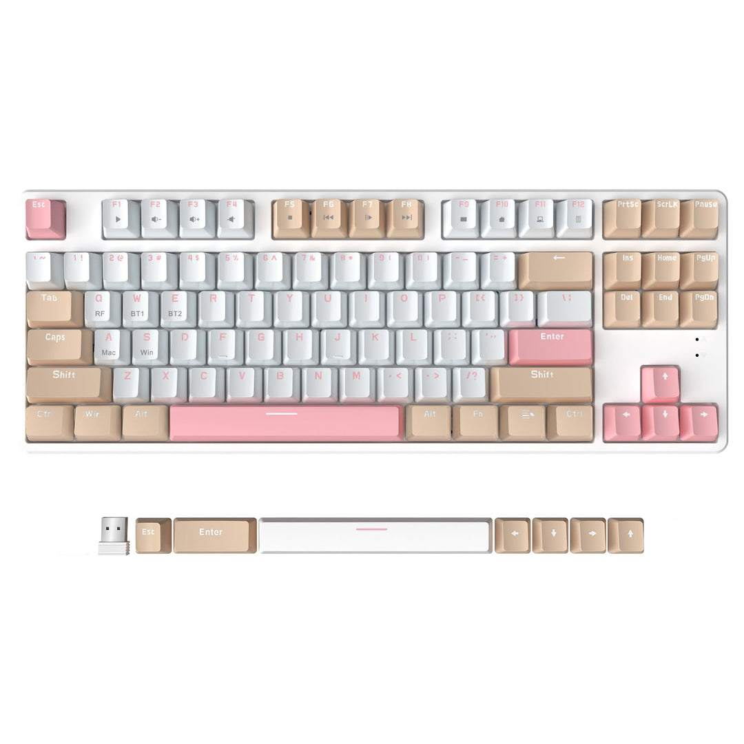 AJAZZ AK871 Kabellose Gaming-Tastatur 75%, Bluetooth/2,4 GHz Wireless Dual-Modi, TKL 80% Mechanische