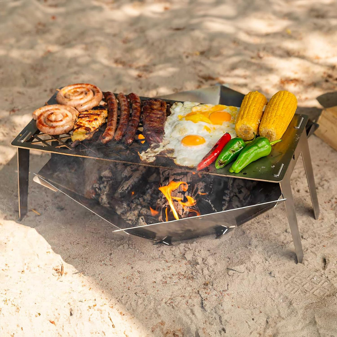 FENNEK 4 FIRE | steckbares Zubehör für Feuerschale FENNEK Hexagon | Grillplatte, Plancha, Grillrost