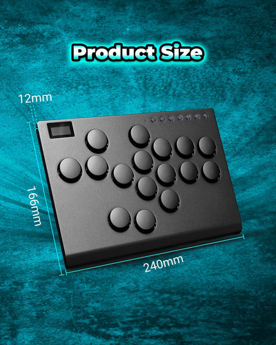 Arcade Stick, M16 Metall Arcade Controller mit Turbo und benutzerdefiniertem RGB, Arcade Fight Stick
