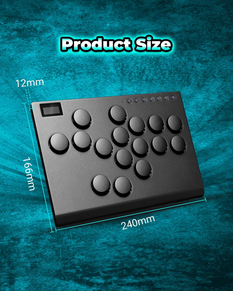 Arcade Stick, M16 Metall Arcade Controller mit Turbo und benutzerdefiniertem RGB, Arcade Fight Stick